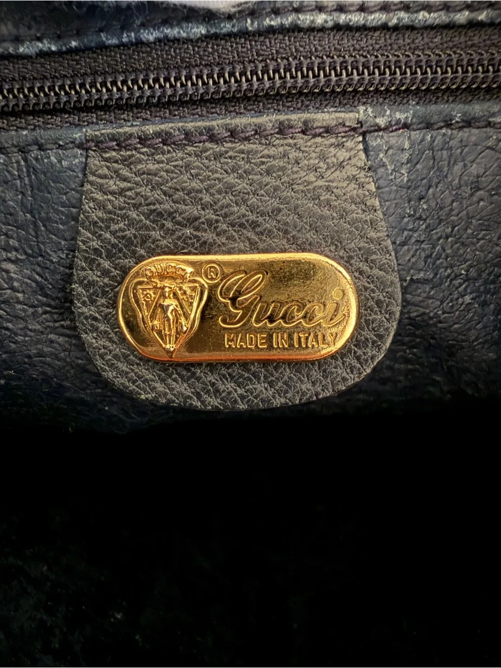 Gucci Jackie Navy Leather and coated canvas Monogram with Web and Gold Hardware - Picture 8 of 13